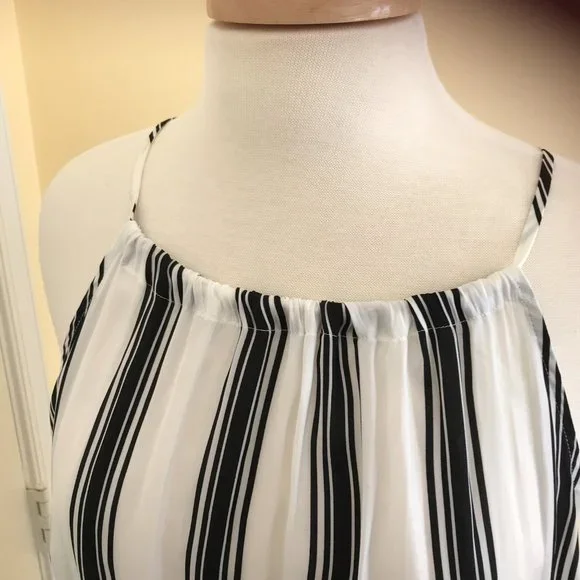 NWOT Loft Black & White Stripe Medium Tall Maxi Dress - Picture 5 of 11